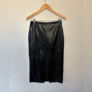 Good American Black Faux Leather Midi Pencil Skirt Size 6 / 28 Chic Classic